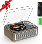 Retro Bluetooth CD Player FM Radio USB AUX HiFi Speakers Oak