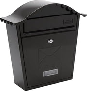 Secure Wall Mounted Lockable Post Box Weatherproof Steel Mailbox Black 36x37x13