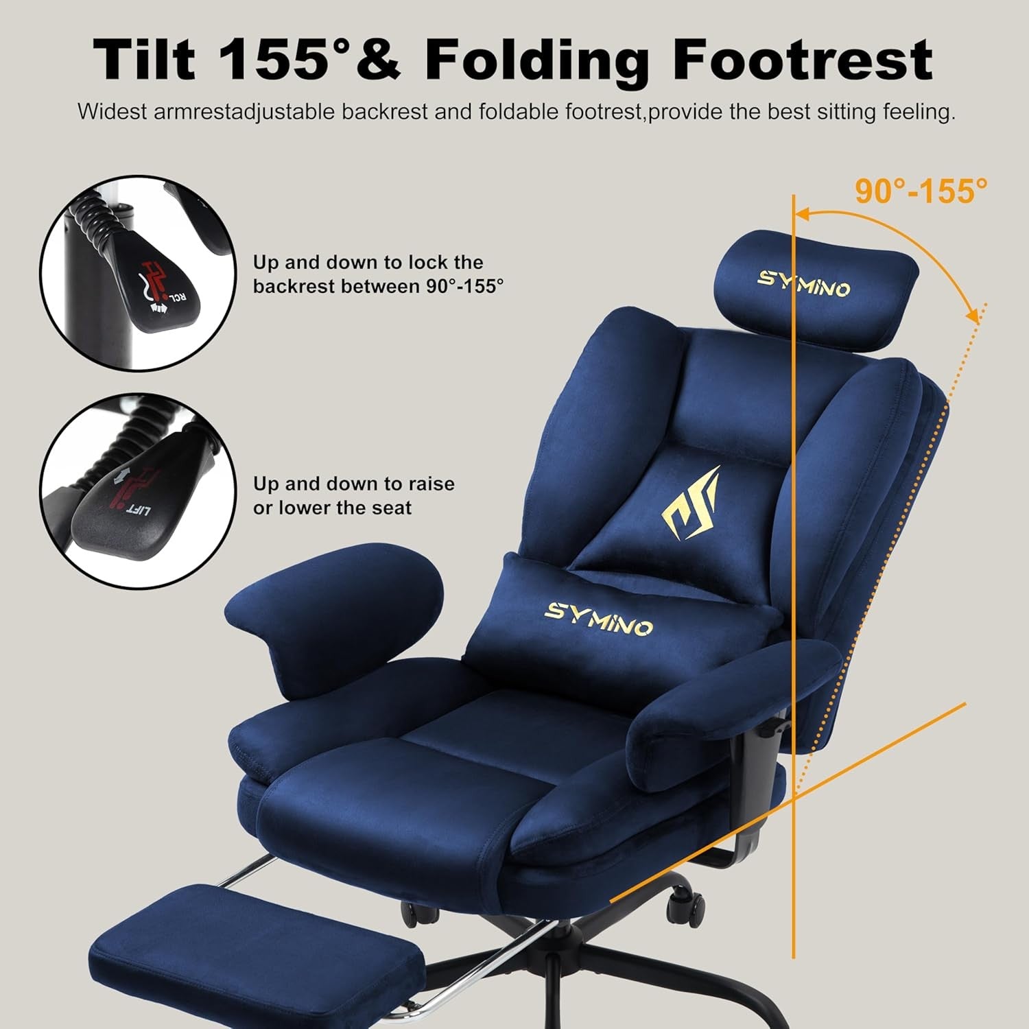 Ergonomic Gaming Chair with Footrest Pocket Spring Dark Blue