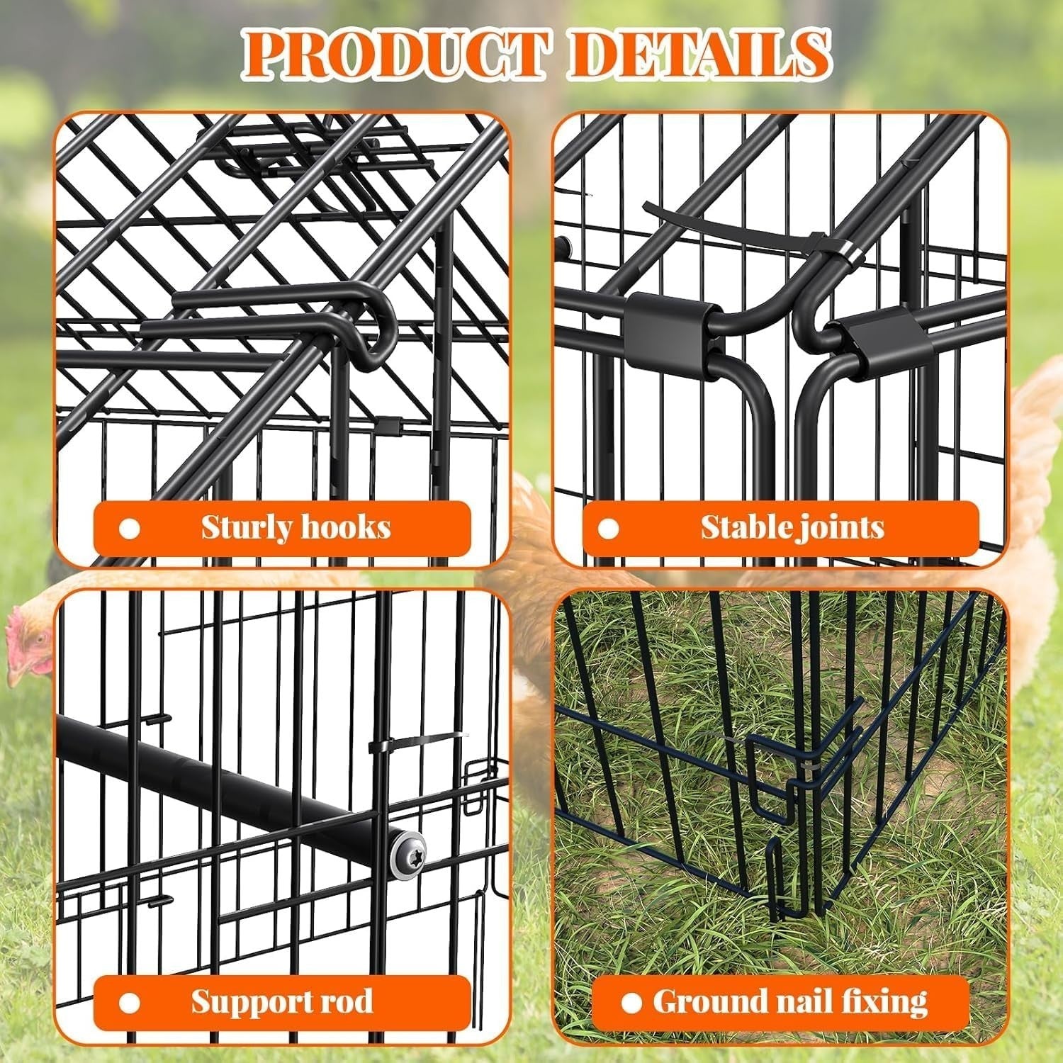 2.2x1x1m Metal Chicken Coop Run w 600D Waterproof Cover