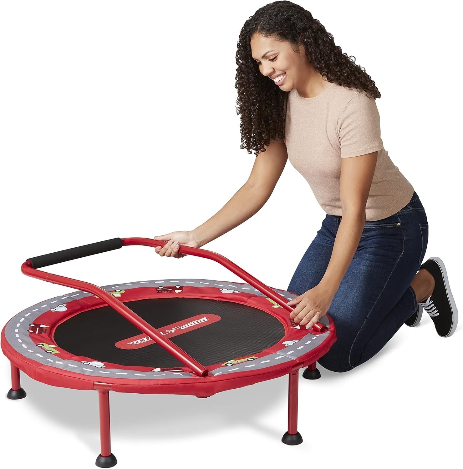 2-in-1 Toddler Trampoline Play Mat Indoor Jumper Handle 55LB