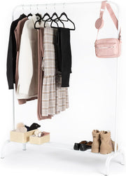 Freestanding Clothes Rail with Shoe Shelf White Heavy Duty