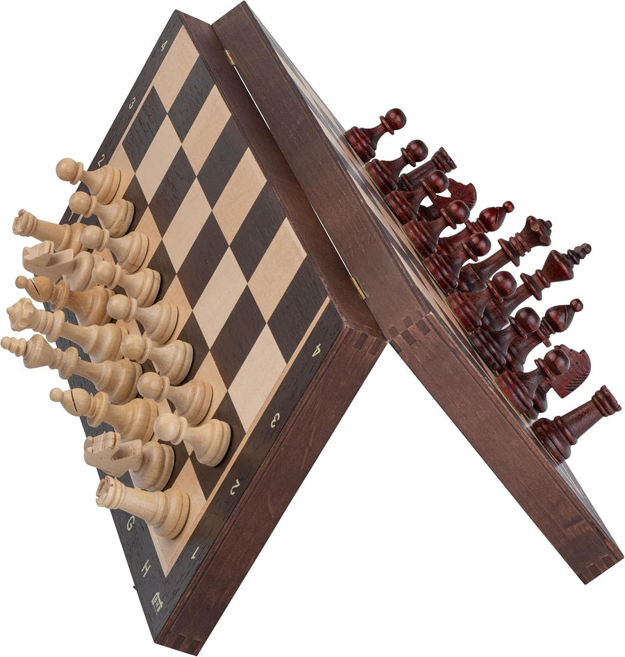 38cm Magnetic Tournament Chess Set – Weighted Wenge Pieces & Folding Board