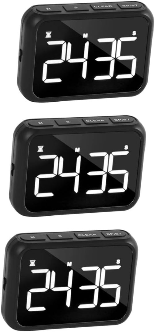 3 Pack Digital Kitchen Timer Large LED Display Loud Alarm Magnetic