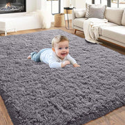 Grey Shaggy Rug 160x230cm Soft Thick Fluffy Non-Slip Large Bedroom Carpet