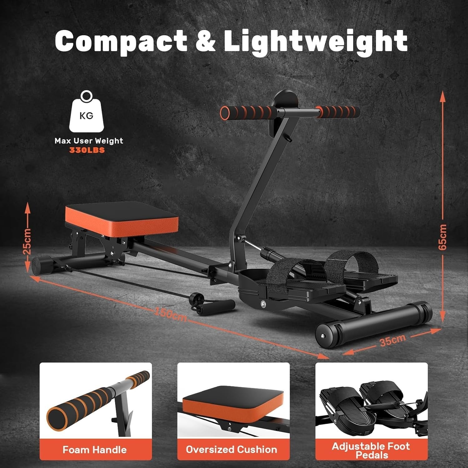 Quiet Magnetic Rowing Machine 16-Level Foldable Rower 350lb Capacity Home Gym