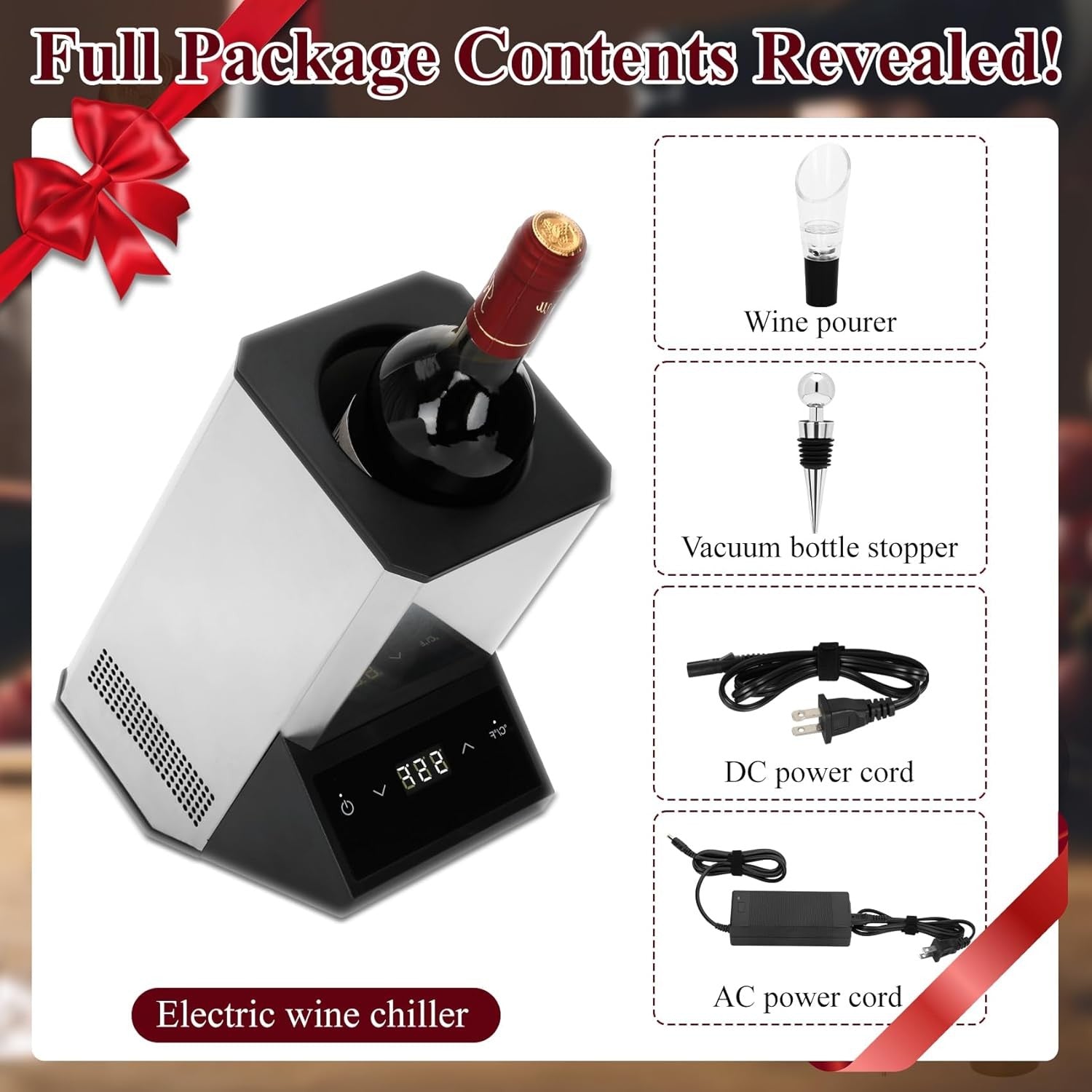 Electric Wine Chiller Single Bottle Iceless Touch Control 750ml Cooler