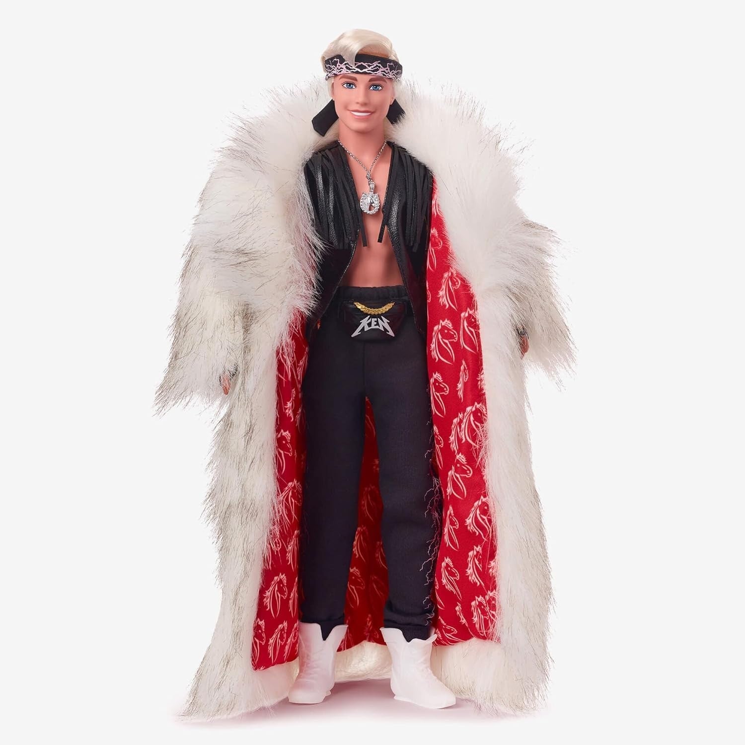 Movie Inspired Ken Doll Faux Fur Coat Fringe Vest Collectible