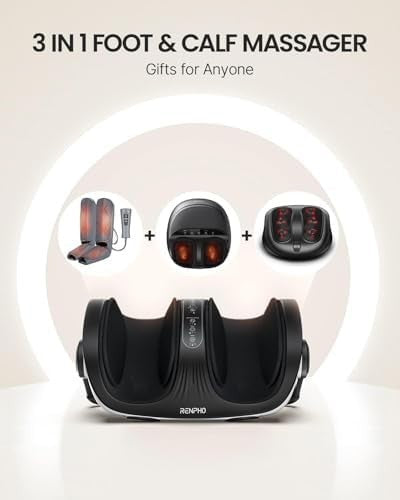 Heated Foot & Calf Massager Machine Deep Kneading Remote Control