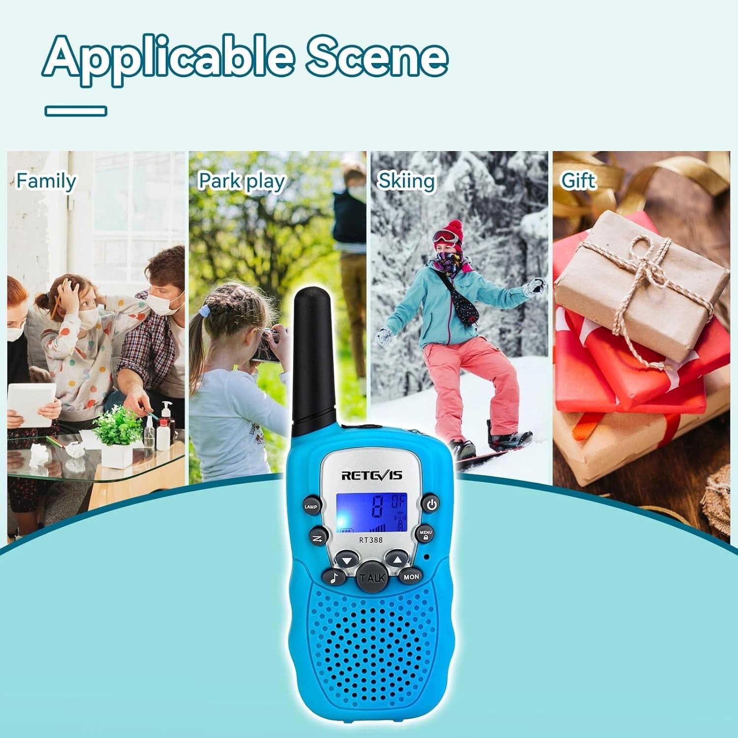 Kids Walkie Talkies 1 Pair VOX Flashlight 8 Channel Outdoor Toy Gift