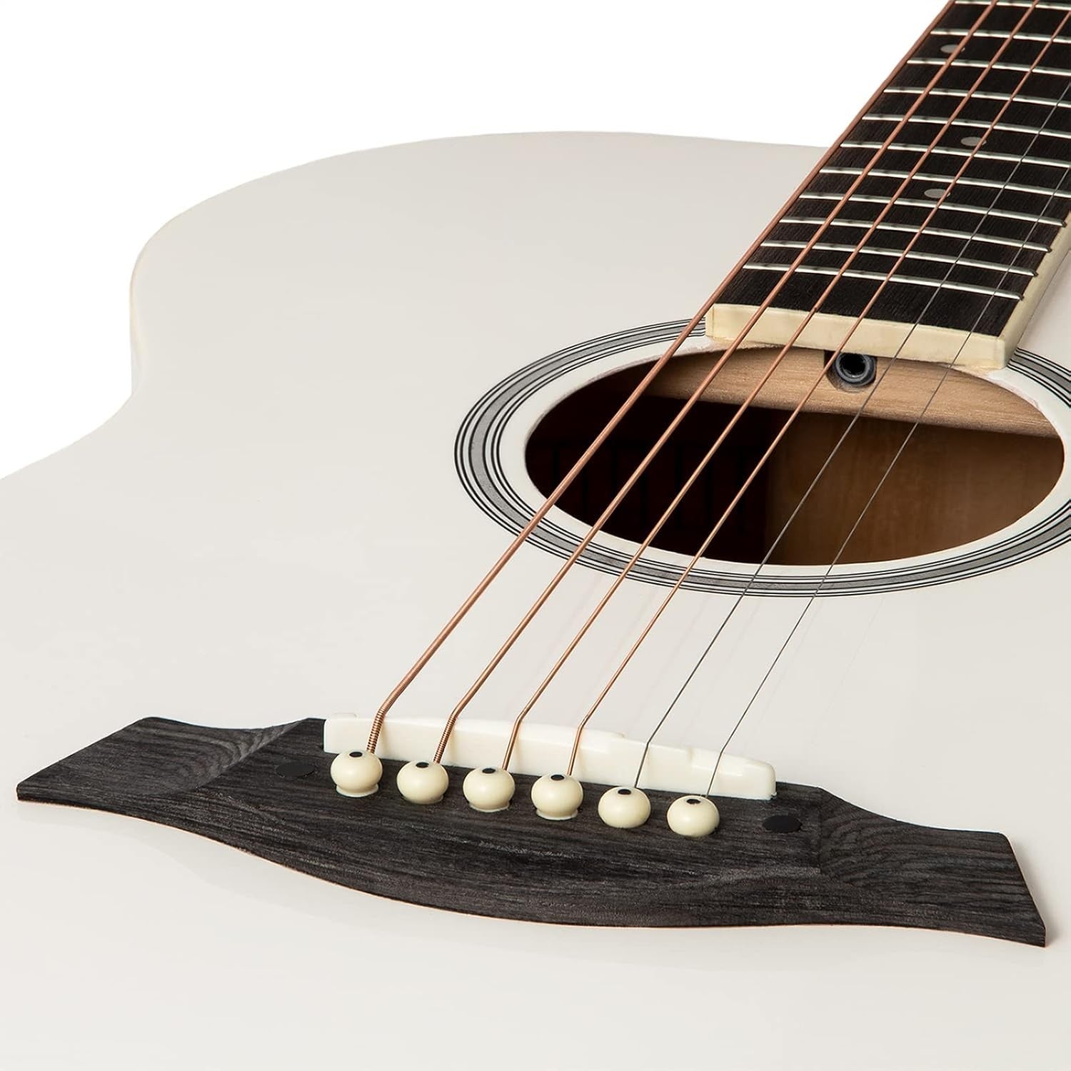 Full Size Cutaway Acoustic Guitar Starter Kit White w/ Bag & Strap