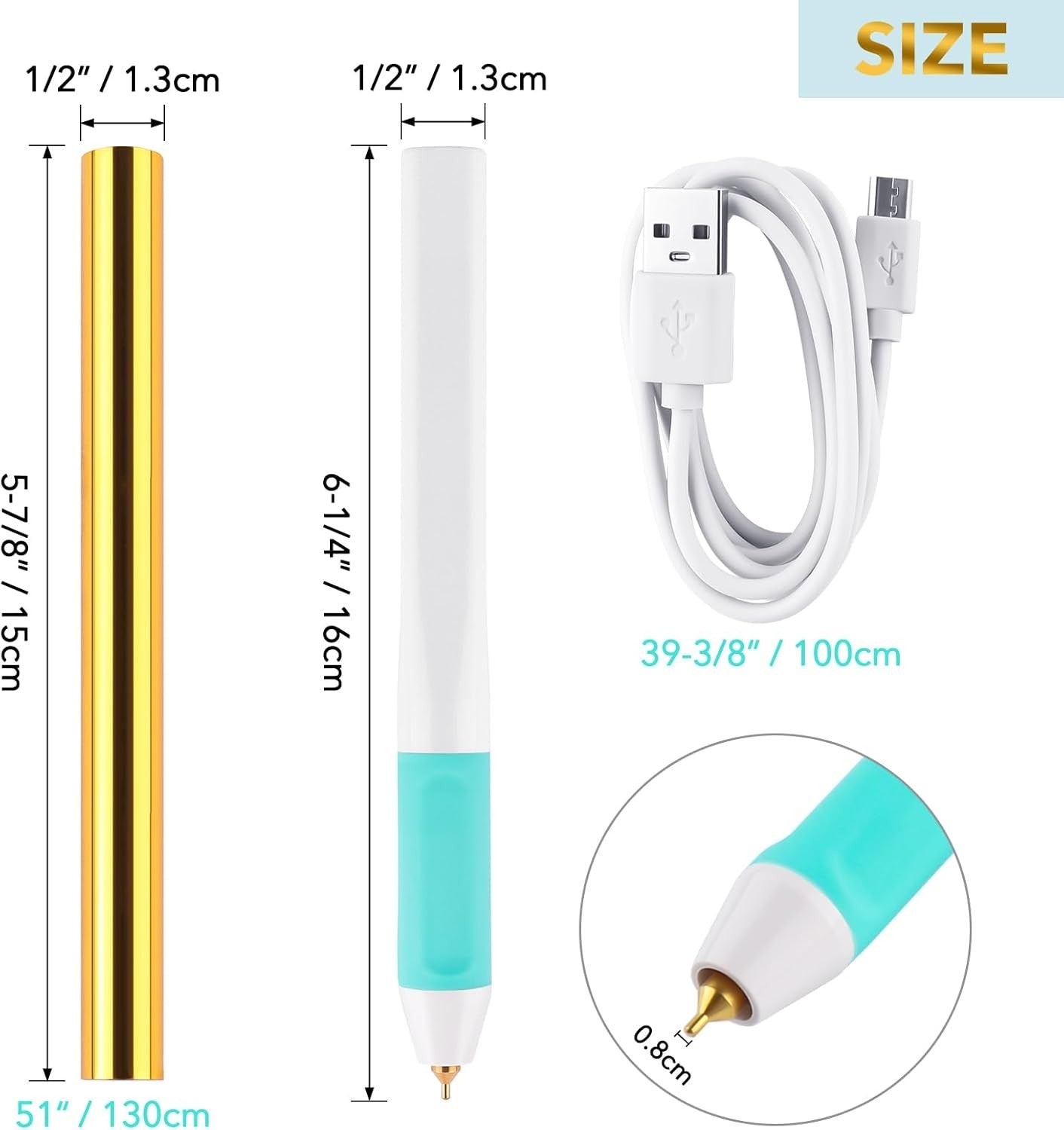 USB Heat Foil Pen Gold Foil Roll Set 0.8mm Tip Card Making Crafts