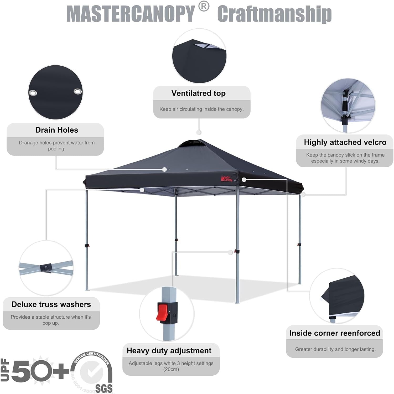 3x3M Durable Pop Up Gazebo Tent Black Folding Outdoor Party Camping Canopy