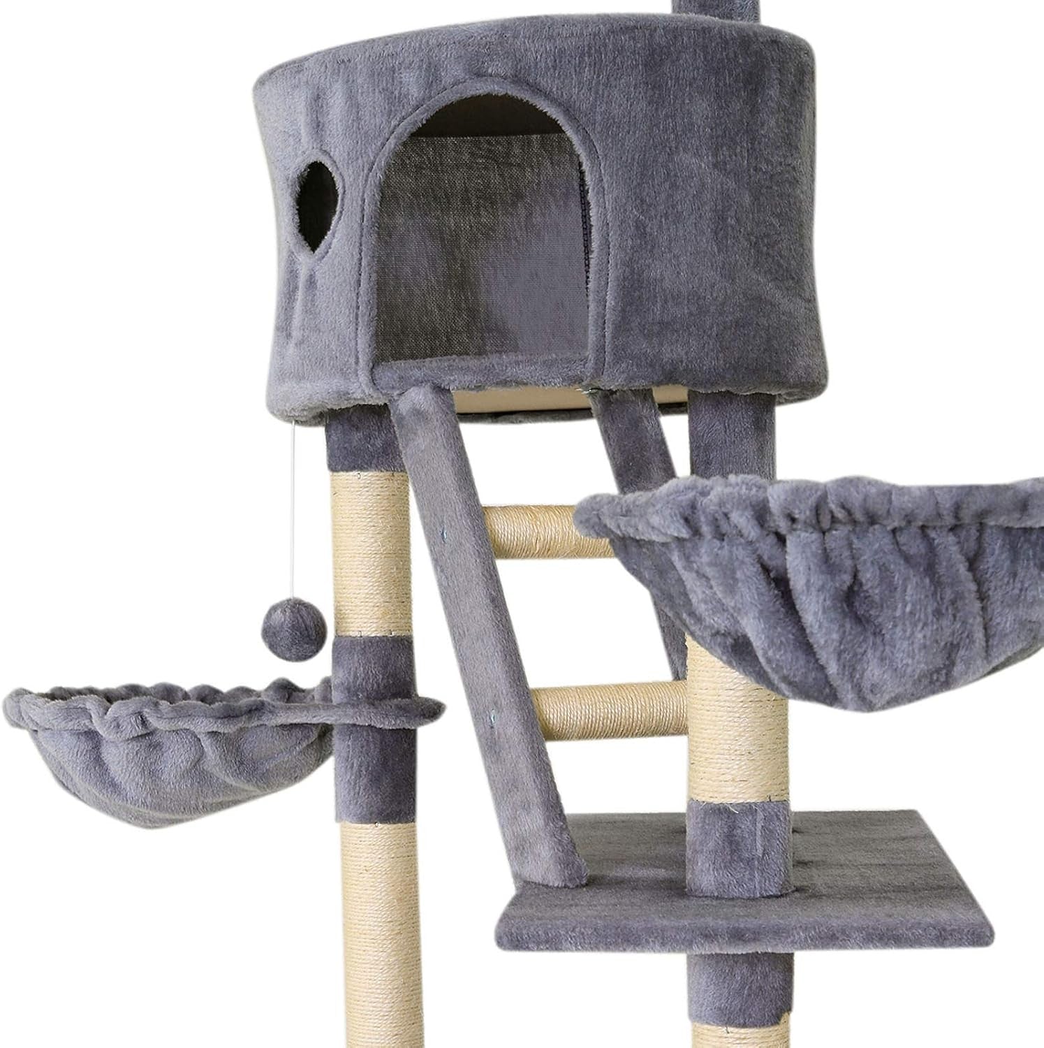 Floor to Ceiling Cat Tree Tower Adjustable 240–260cm Multi Level Scratching Post