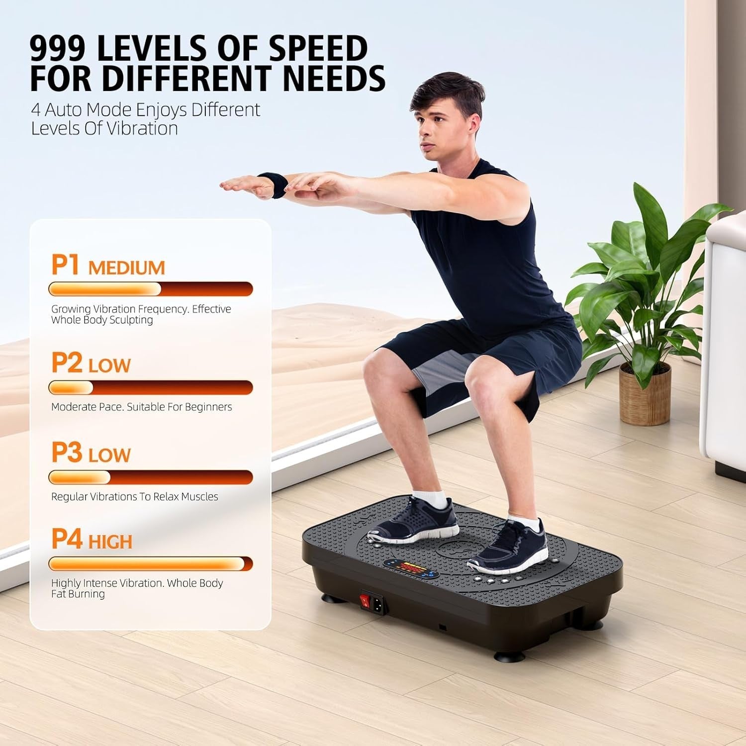 Whole Body Vibration Fitness Platform Quiet Home Exercise 330lb