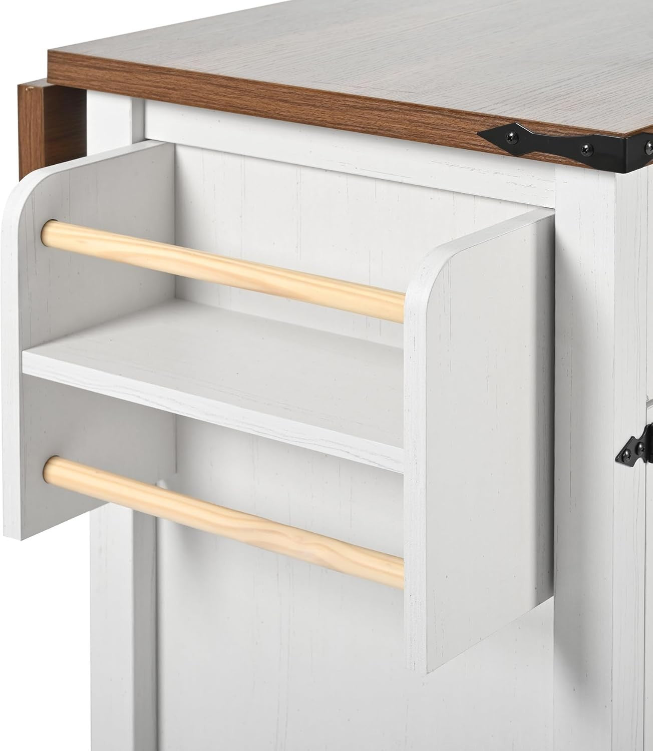 Drop-Leaf Kitchen Island on Wheels with Storage, Drawers & Adjustable Shelves