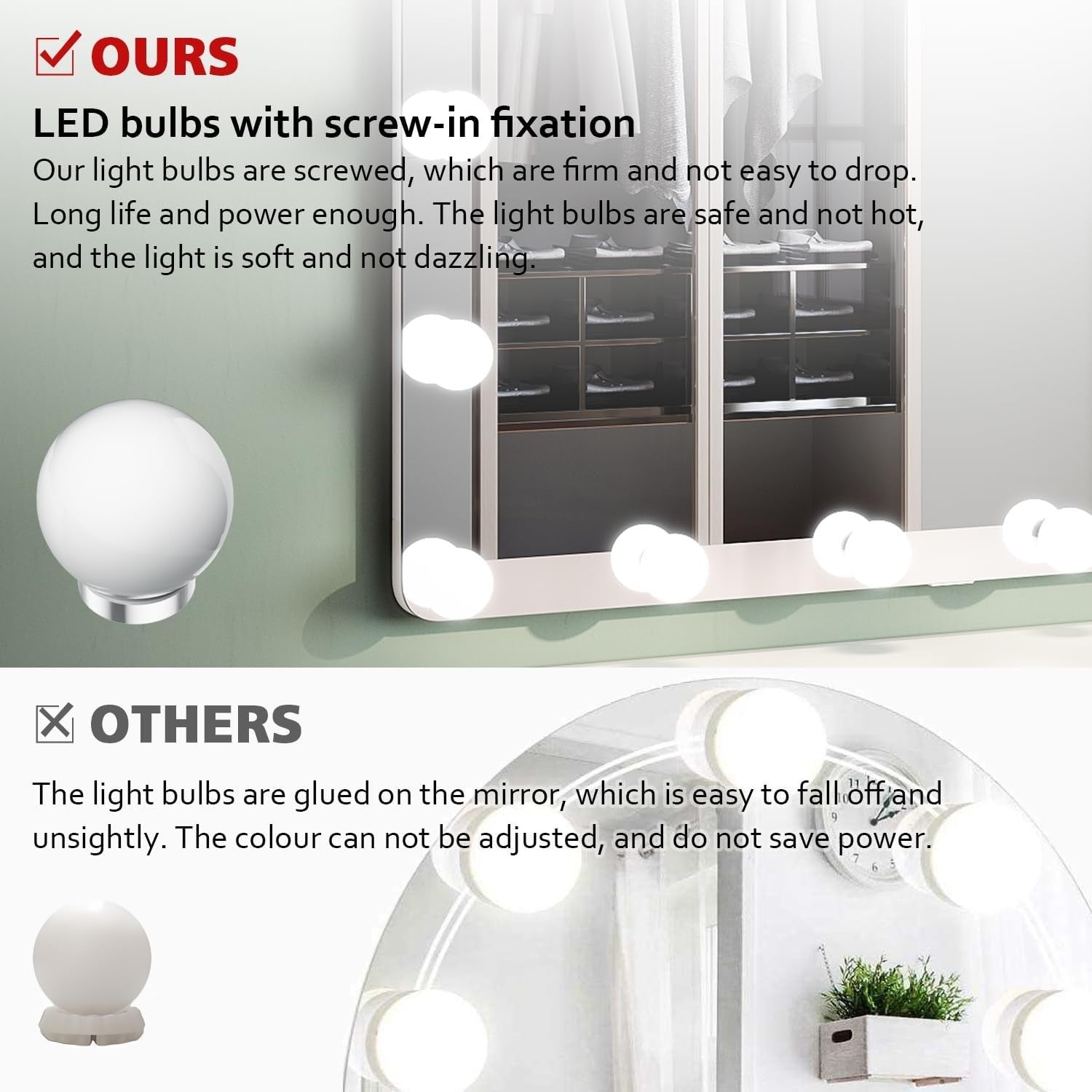Lighted Makeup Mirror with 15 Dimmable LED Bulbs, Touch Control, 3 Colors
