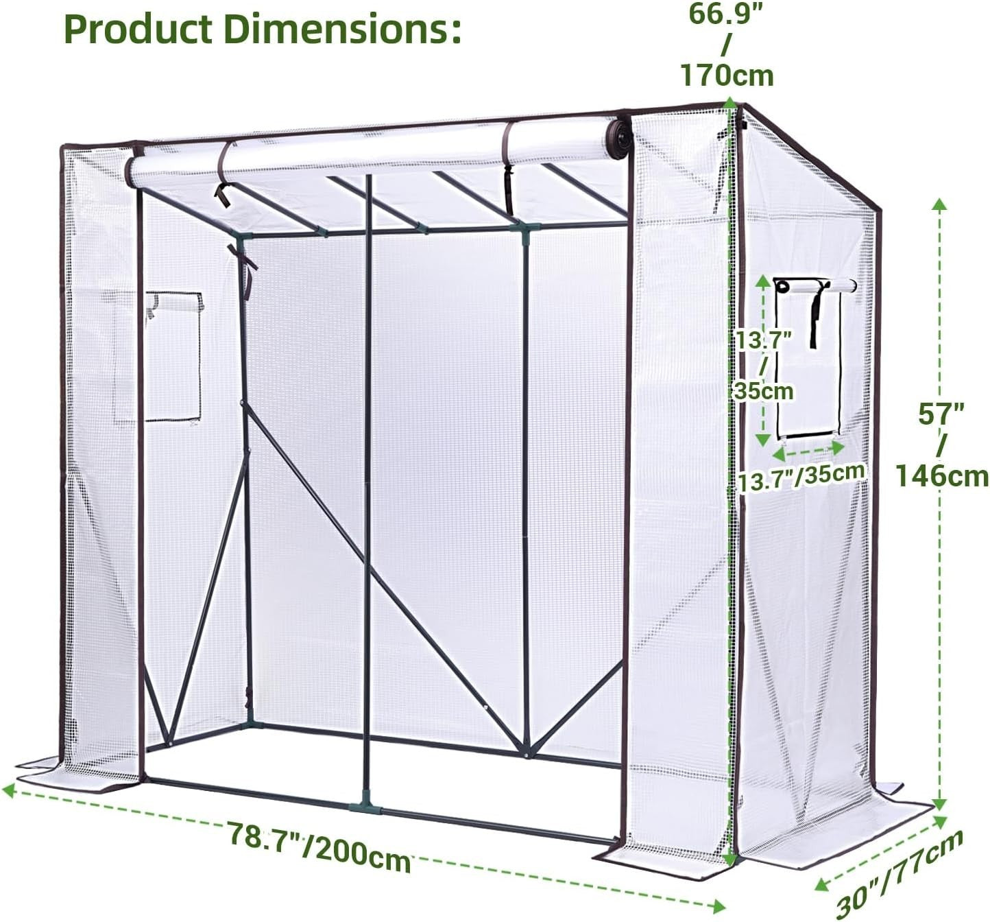 Walk-In Greenhouse for Outdoors | Heavy-Duty Metal Frame | Waterproof PE Cover