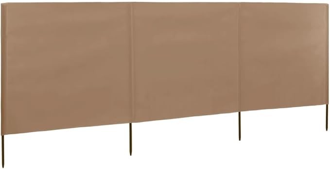 Taupe 3-Panel Wind Screen 400x120cm Outdoor Garden Privacy Divider Shelter
