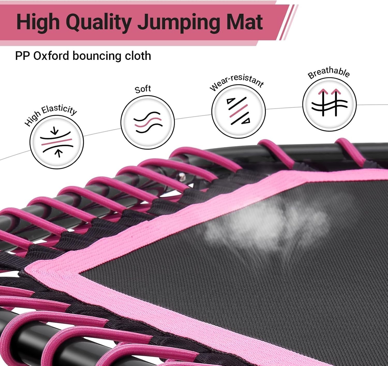 48in Indoor Fitness Rebounder with Quiet Bungees Adjustable T-Bar
