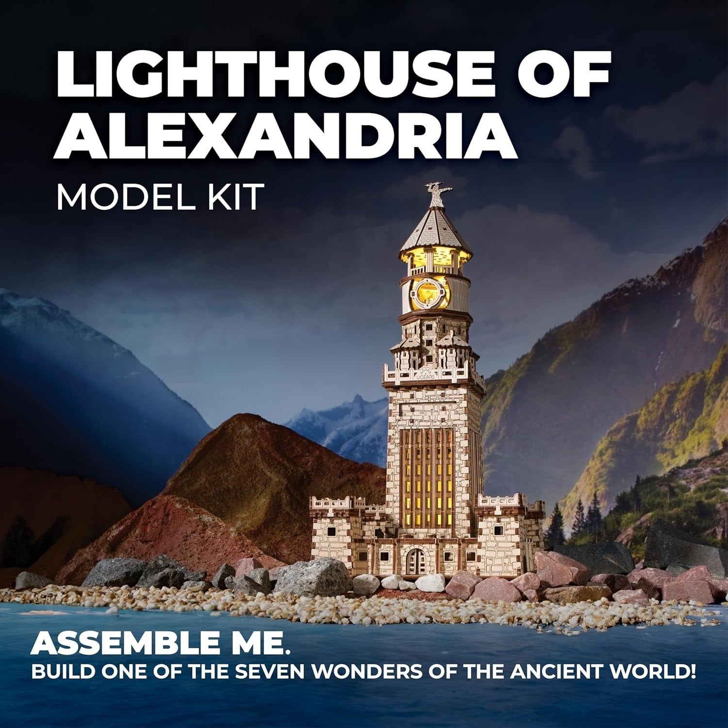 3D Wooden Lighthouse Puzzle with LED Nightlight – DIY Model Kit Gift