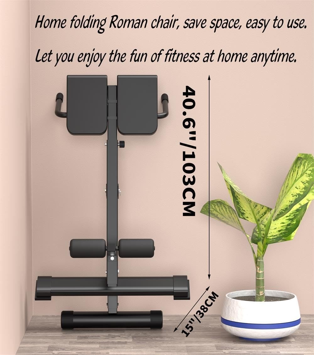 45° Hyperextension Roman Chair Foldable Sit-Up Bench for Glutes & Abs