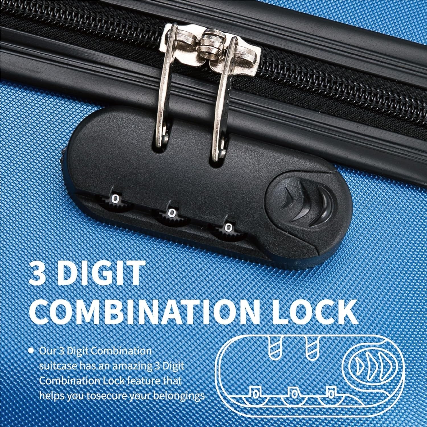 Medium Hold Luggage Case 24 Inch ABS Hard Shell Ultra Light 4 Wheel Spinner