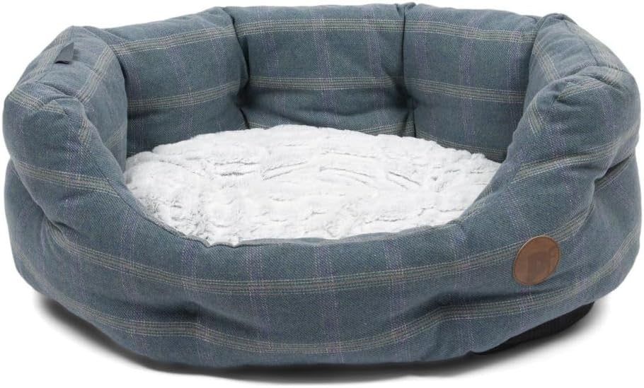 Large Tweed Oval Dog Bed Reversible Cushion Washable