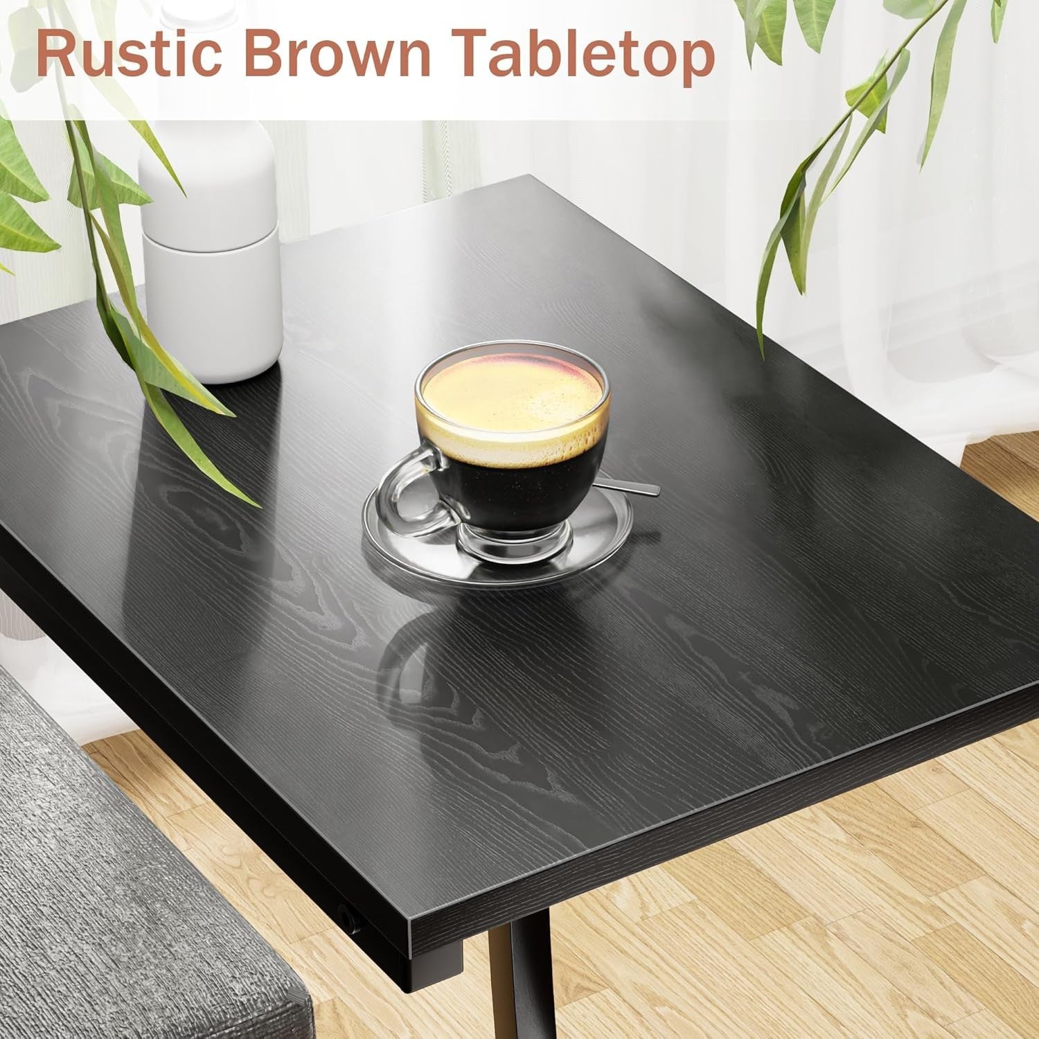 C Shape Black Side Table 2Sofa Laptop Snack Stand Narrow TV Tray for Living Room