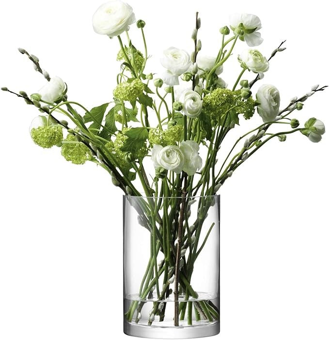 Clear Glass Cylinder Vase 24cm Tall Minimalist Flower Candle Holder Decor