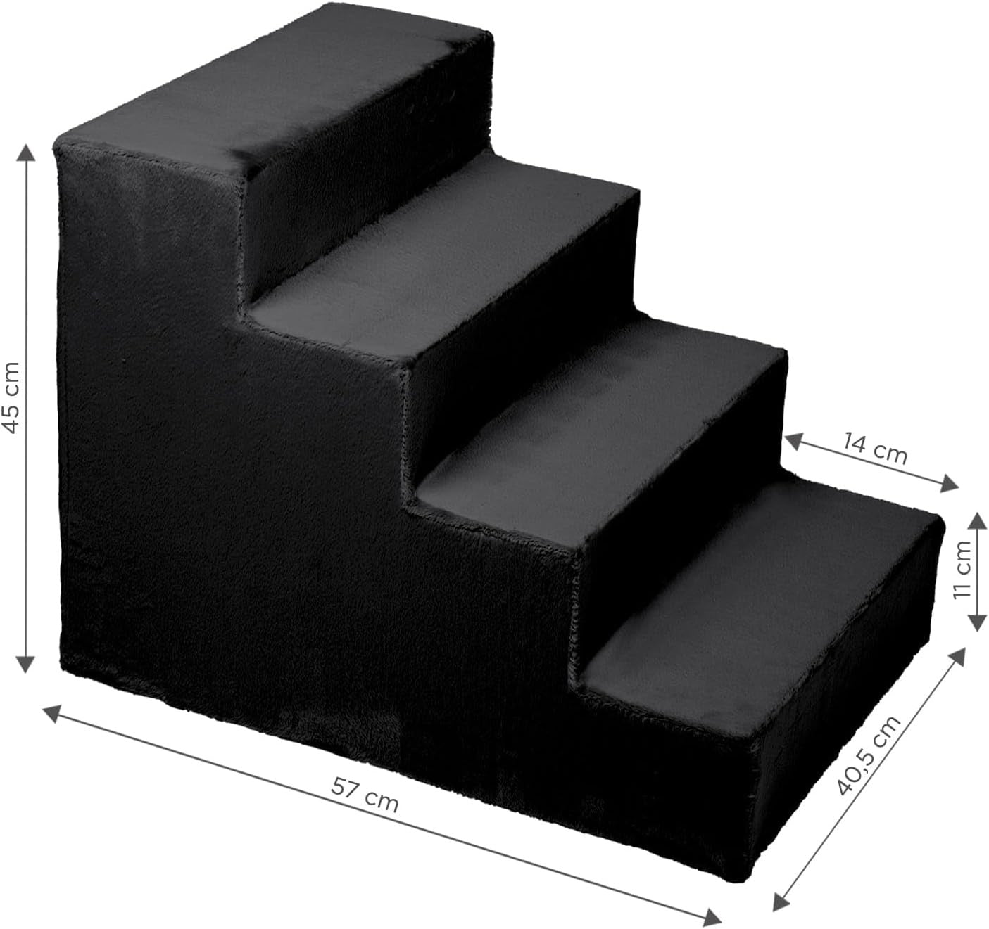 Mg Design 4-Step Pet Stairs Wooden Frame Dog Steps with Soft Faux Fur 22x16x18in