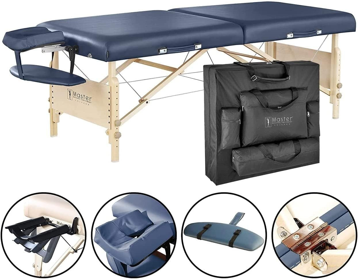 70cm Extra Wide Portable Massage Table Folding Spa Bed Memory Foam Blue