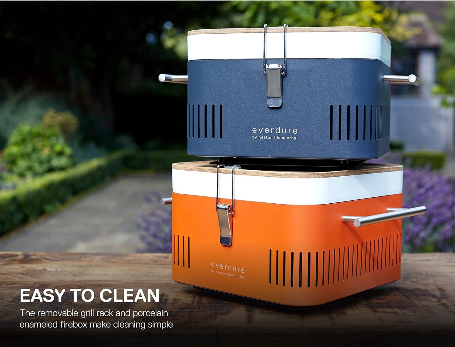 Portable Charcoal BBQ Grill with Lid & Prep Board | Compact Tabletop