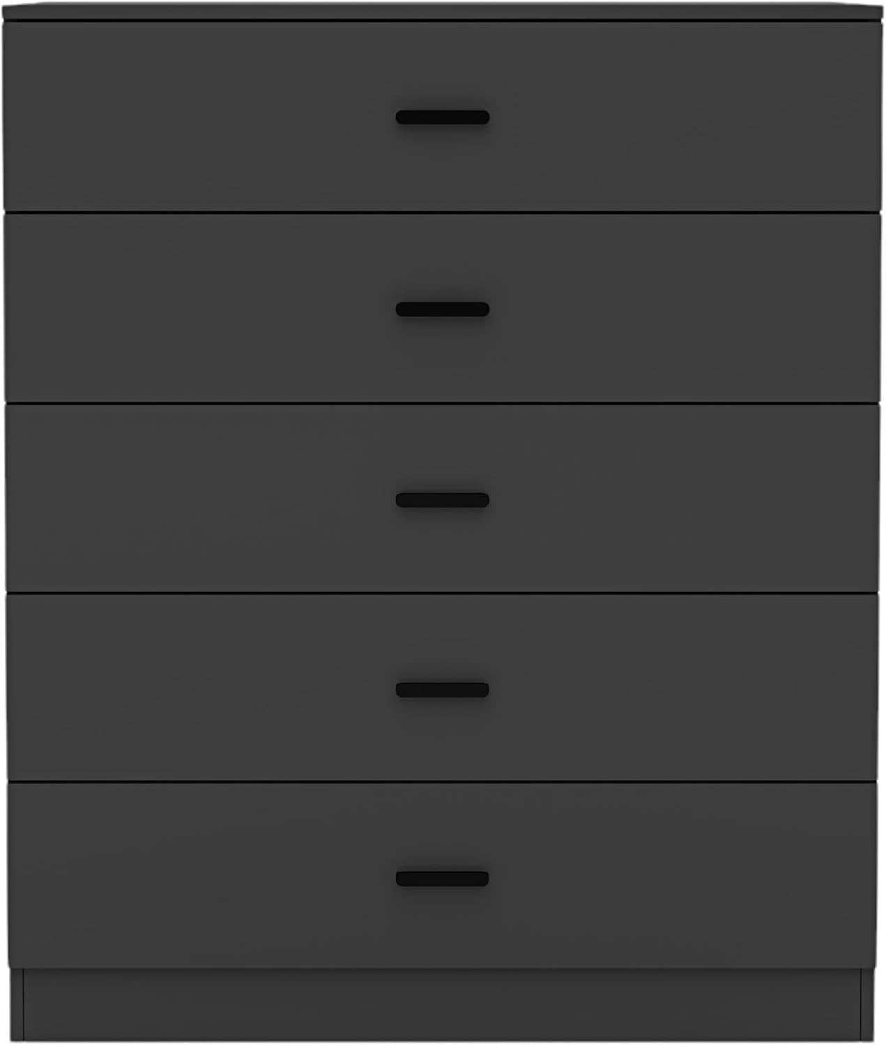 5 Drawer Black Wooden Chest Bedroom Storage Cabinet Polished Finish