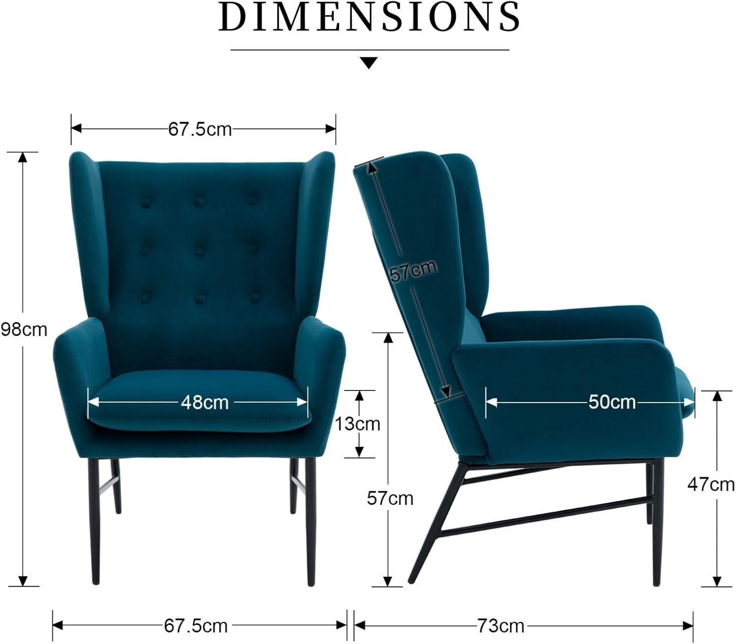 Velvet Accent Armchair Tufted Back Lounge Chair Metal Legs Modern Seat