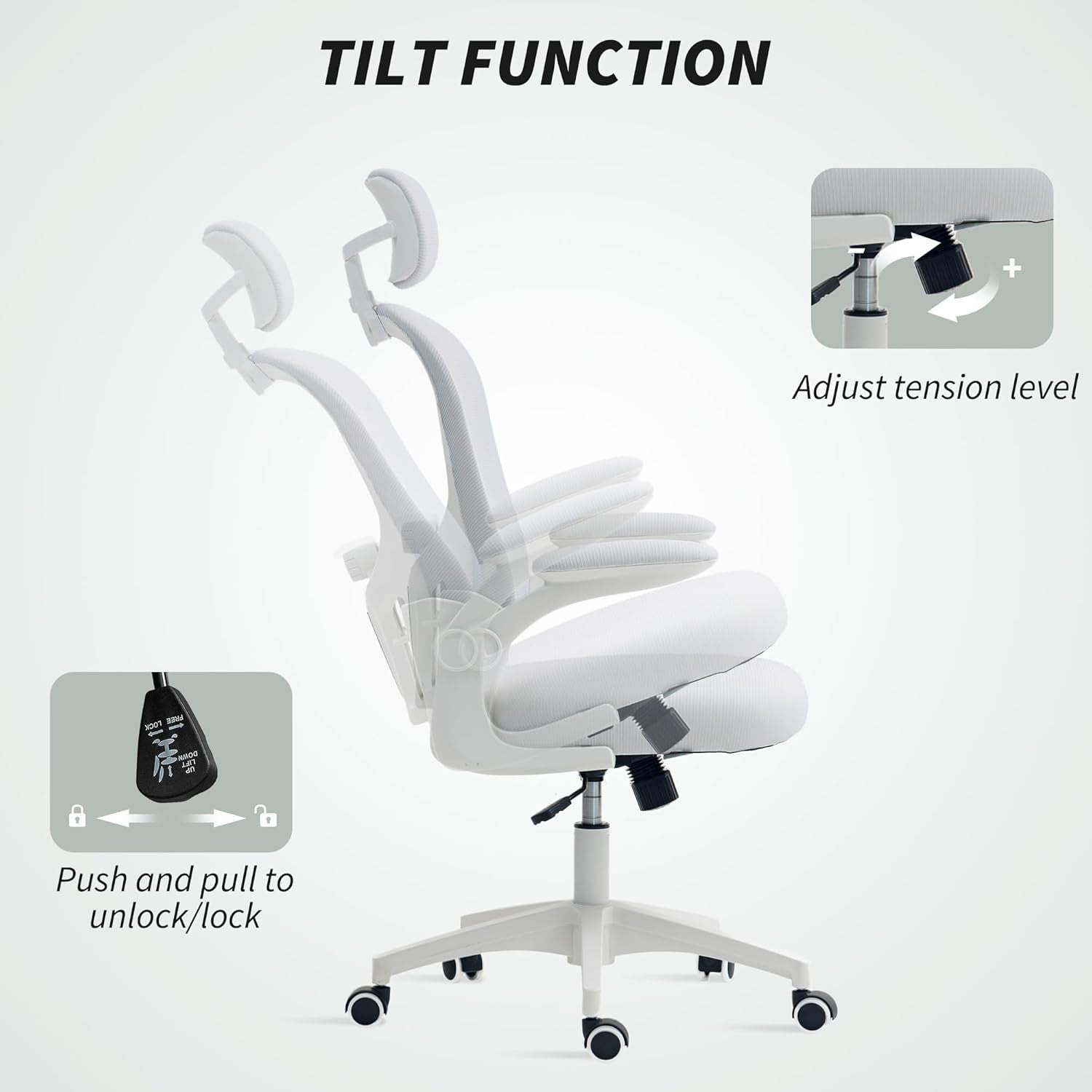 Ergonomic Mesh Office Desk Chair Adjustable Lumbar Headrest Swivel White 120kg L