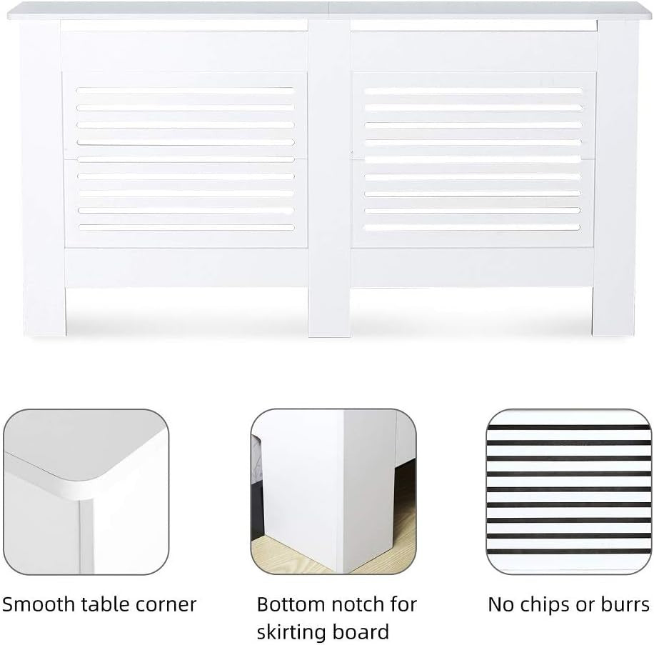 Large White Radiator Cover | Modern Horizontal MDF Cabinet