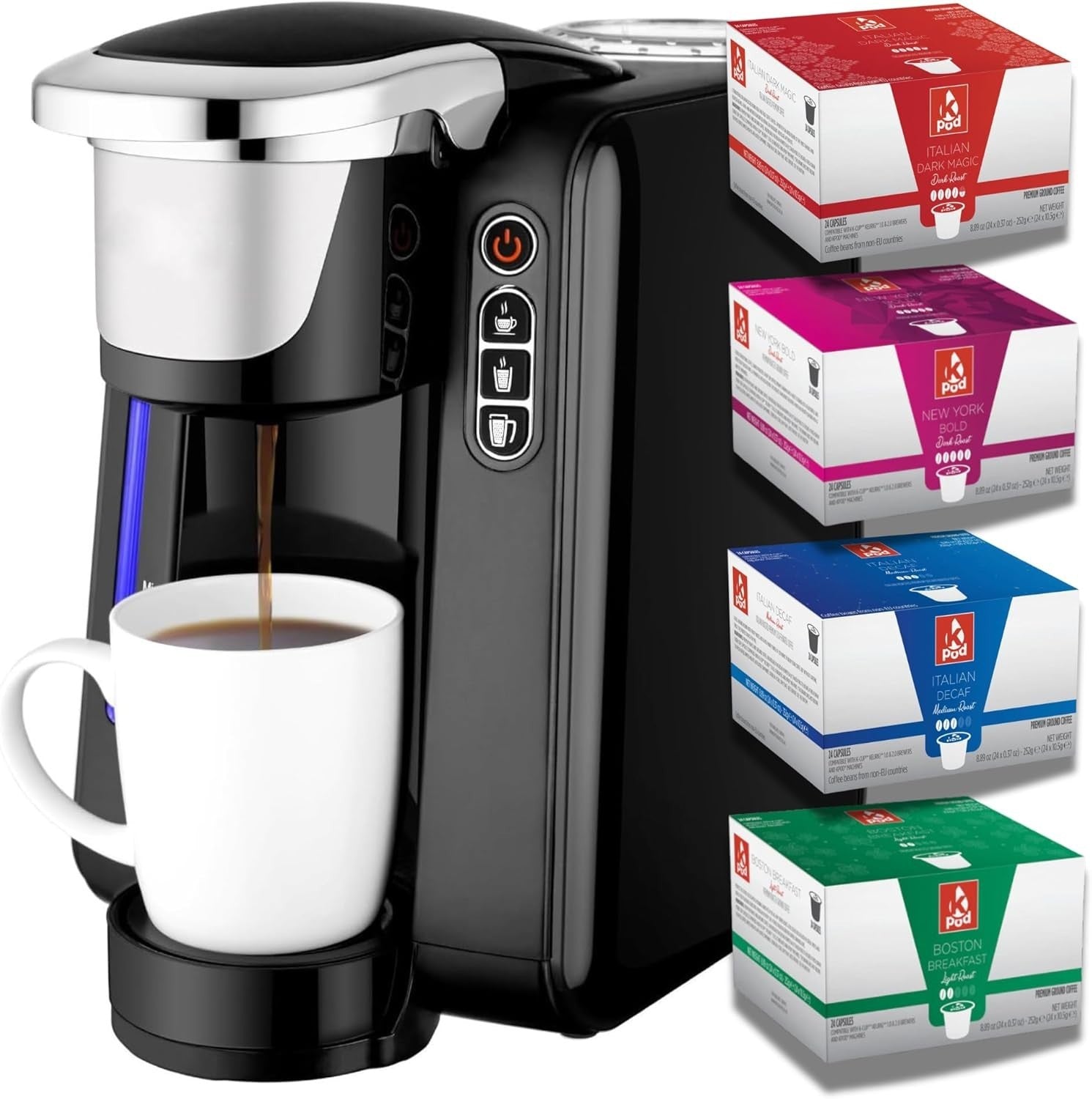 K-Cup Compatible Coffee Maker with Large Pod Bundle | Fast Brew | 1.3L Tank