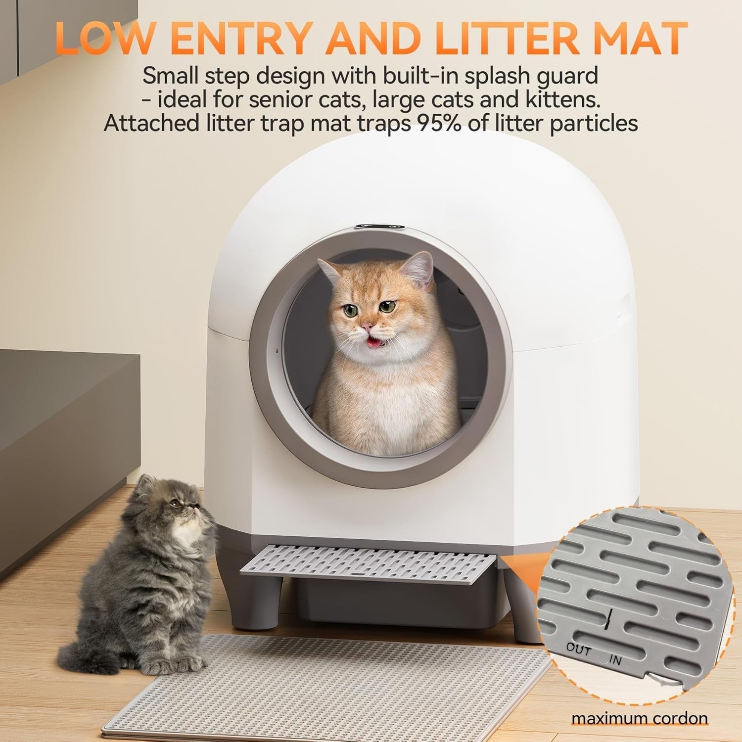 Self Cleaning Cat Litter Box 90L XXL APP Control Multi Cat Smart