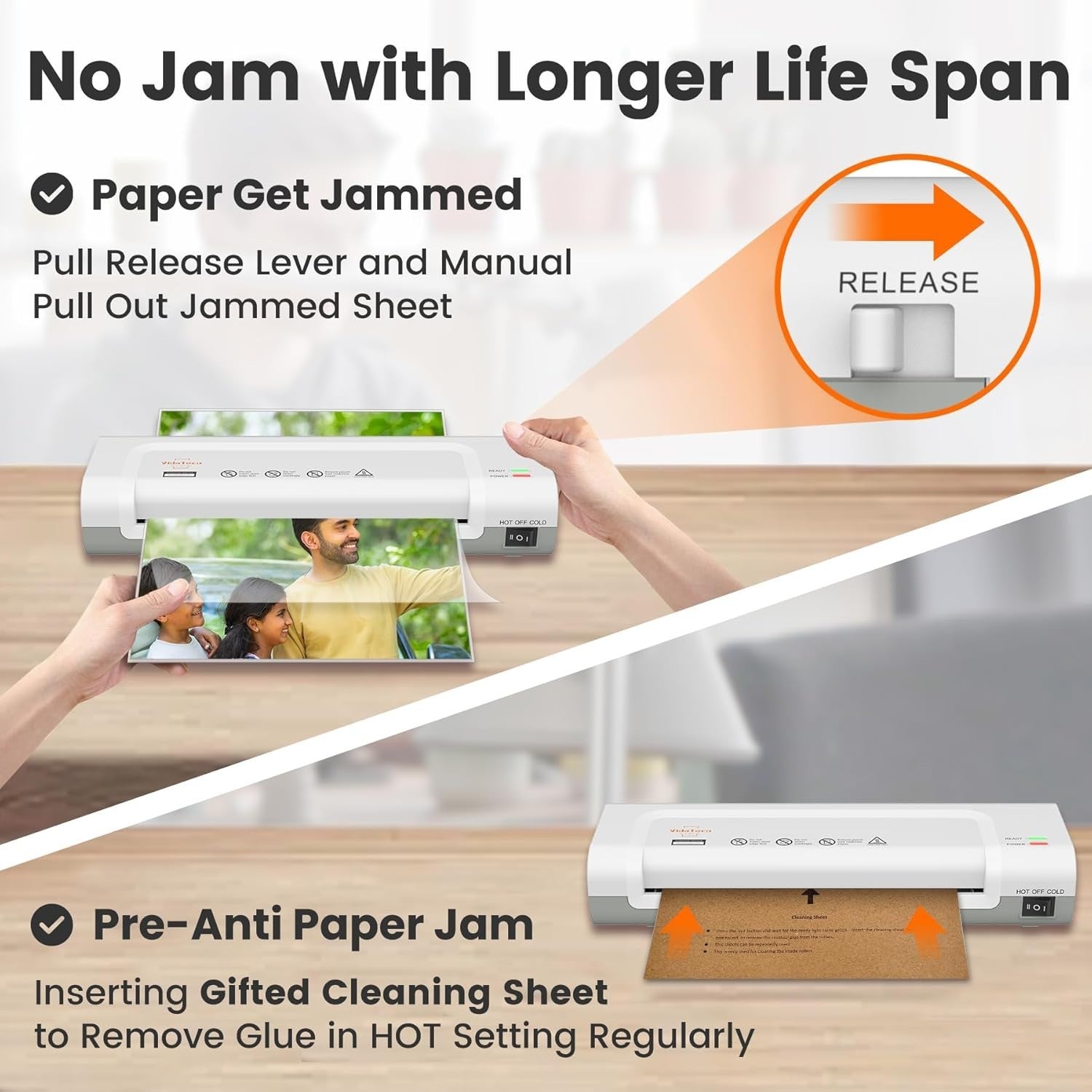 A4 Laminator Machine Hot Cold 90s Warm Up Never Jam 4-in-1 + 30 Pouches
