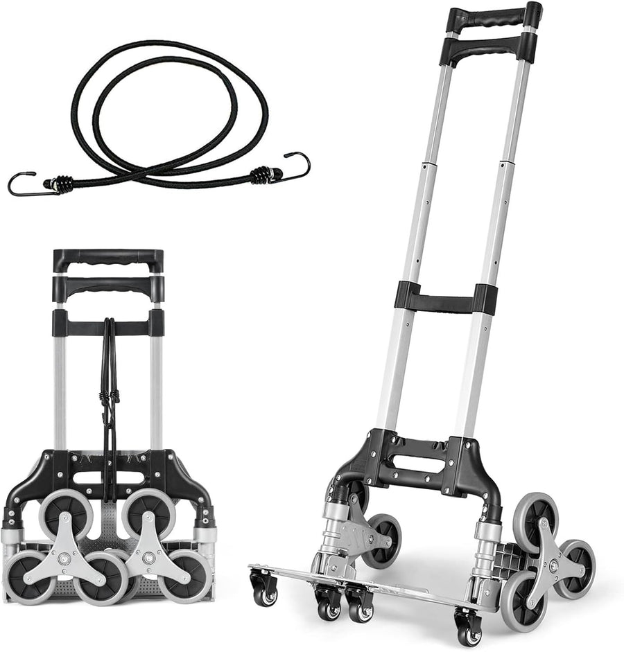 Folding Stair Climbing Hand Truck 80kg 10 Wheel Adjustable Handle Trolley