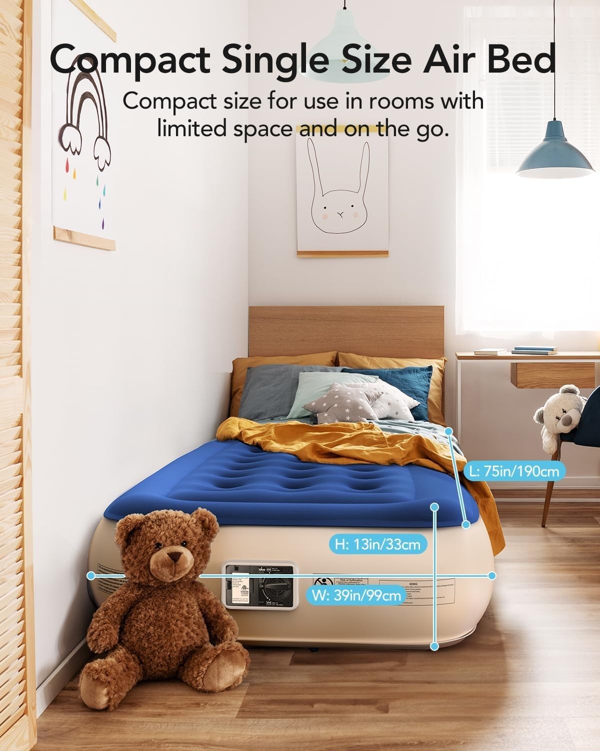 Luxury Single Air Bed 33cm High Built-In Electric Pump Inflatable Mattress