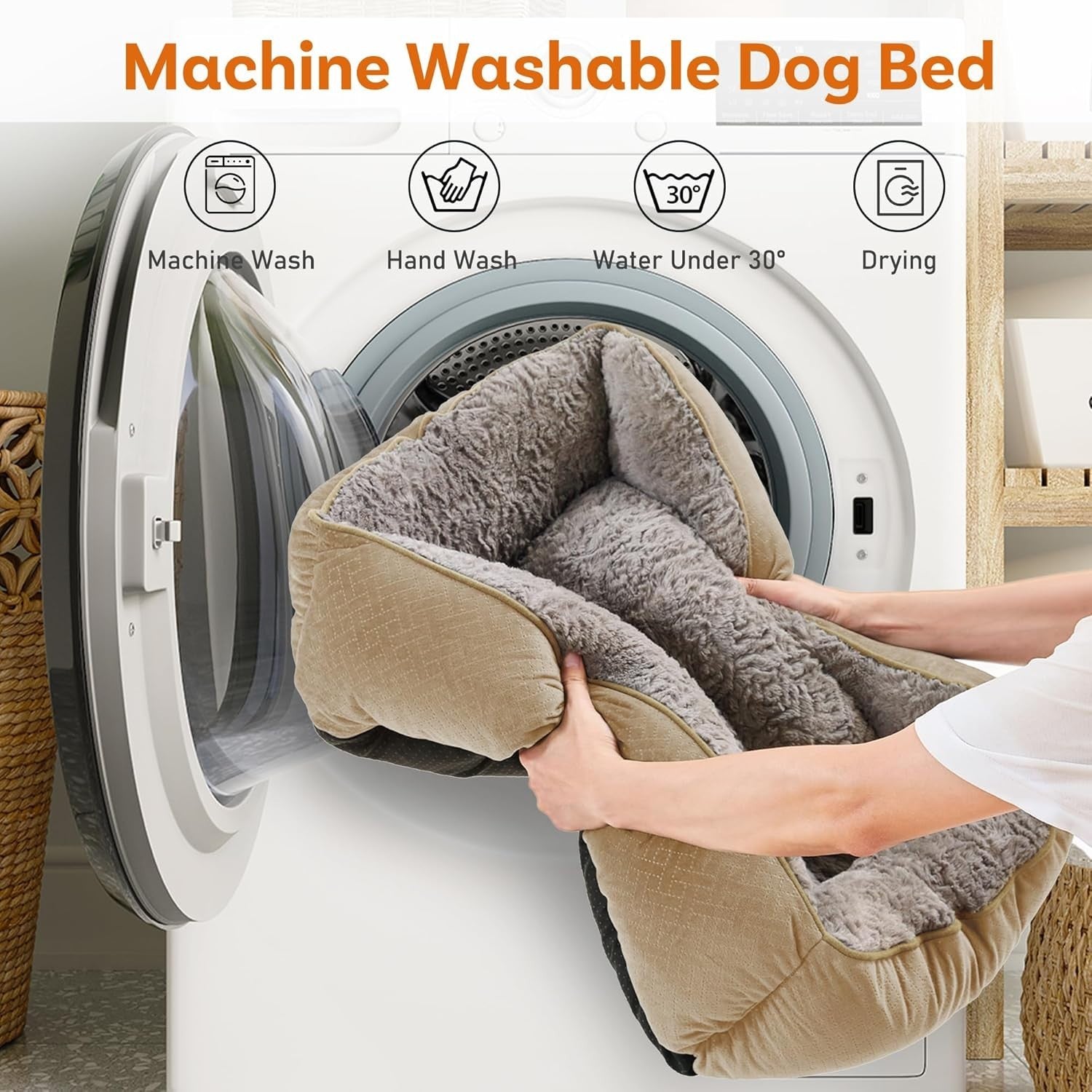 Extra Large Dog Bed Soft Washable Anti Slip Rectangle Brown