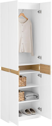 Slim White Wardrobe with Hanging Rail & Adjustable Shelves – Bedroom Storage