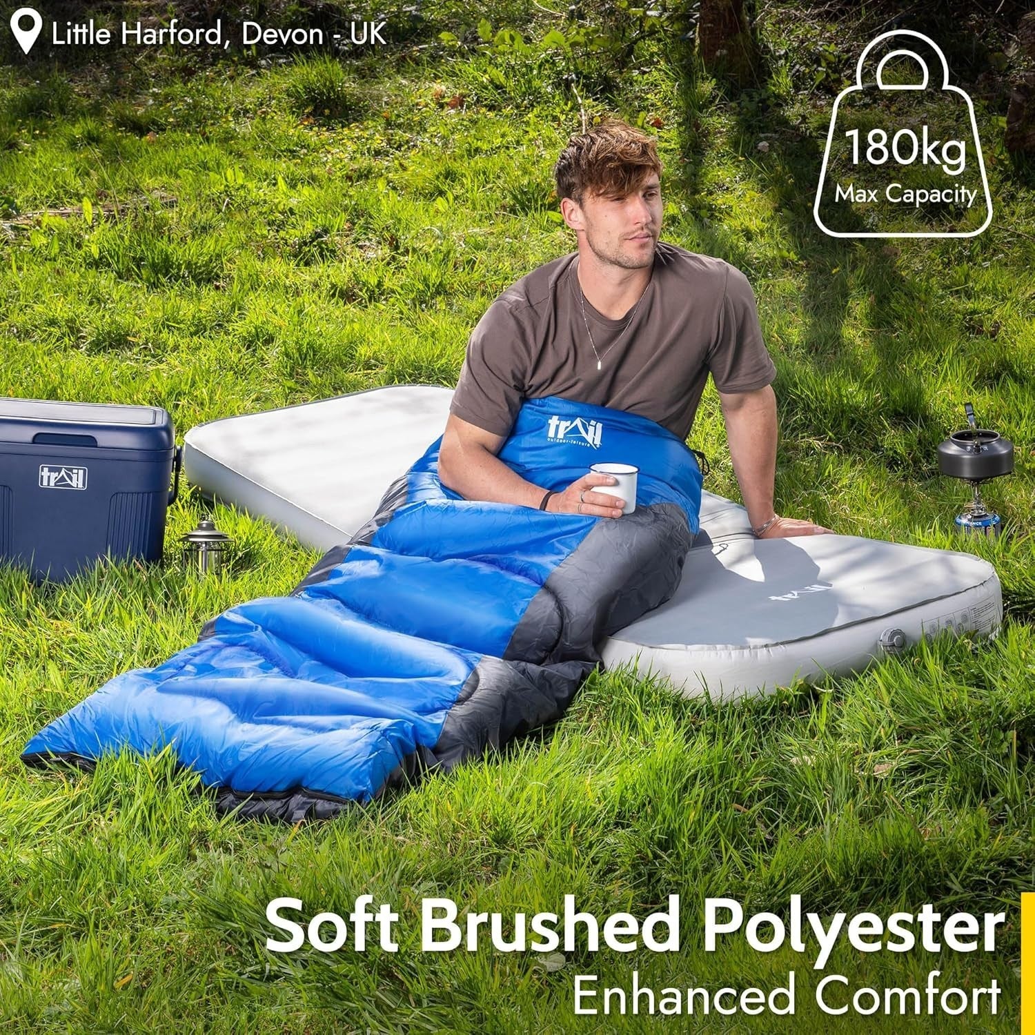 Self-Inflating Camping Mat Deluxe Air Mattress Memory Foam 200x70x10cm