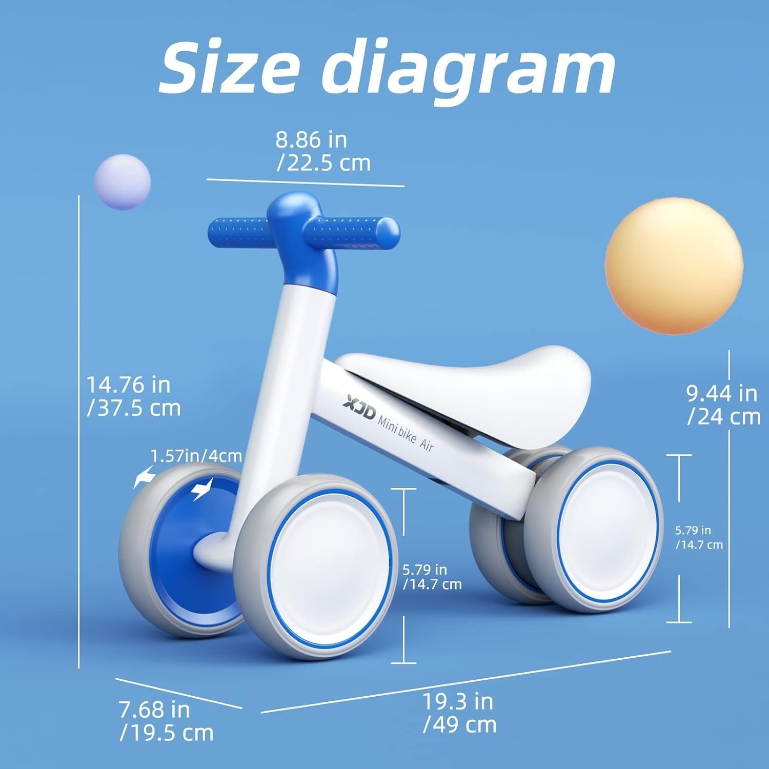 Toddler Balance Bike 10-24 Months Ride On Toy No Pedal Dark Blue
