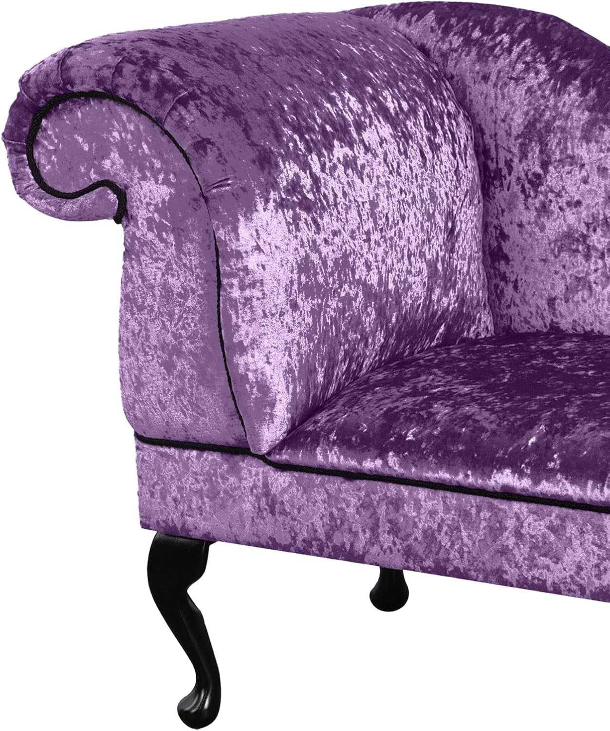 Grape Velvet Chaise Lounge Left Hand – Tufted Back, Handmade, Stylish Seat