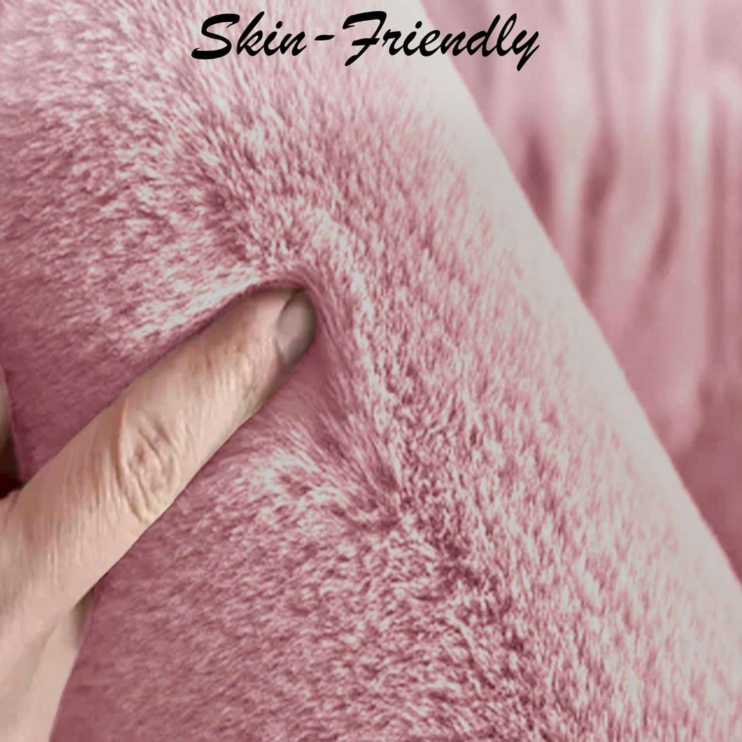 Fluffy Pink Faux Fur Rug Soft Washable Bedroom Living Room Carpet 120x170cm