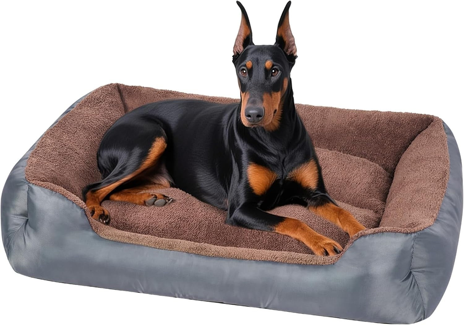 XXL Dog Bed 100x80cm Washable Calming Bolster Grey