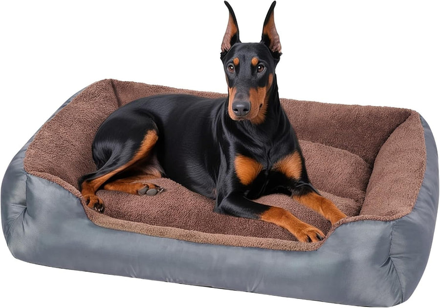 XXL Dog Bed 100x80cm Washable Calming Bolster Grey